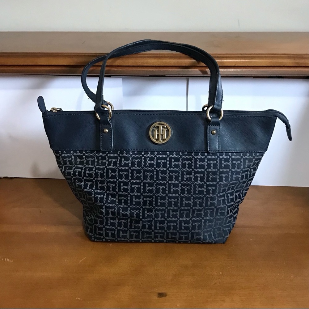 Tommy Hilfiger Blue bucket Purse/tote/handbag faux leather good condition used